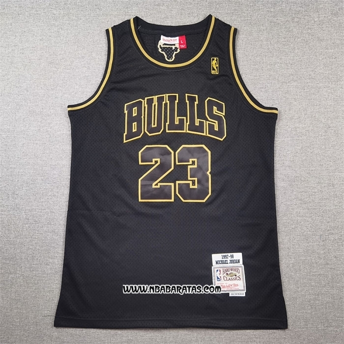 Camiseta Chicago Bulls Michael Jordan #23 Mitchell & Ness 1997-98 Oro Negro